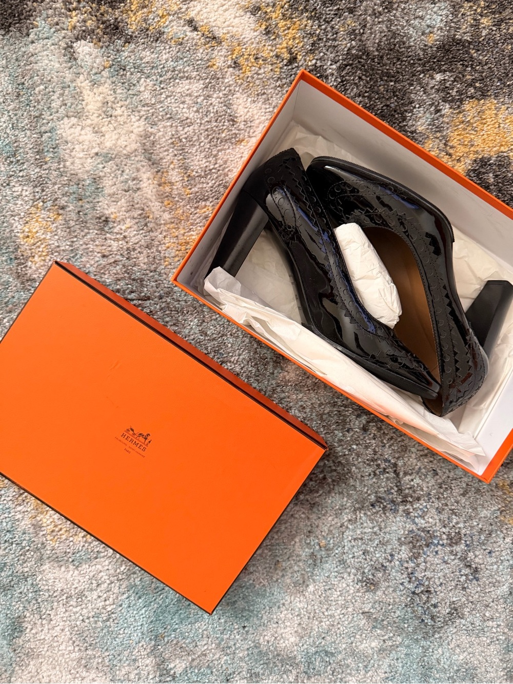 Hermes loafer block heels